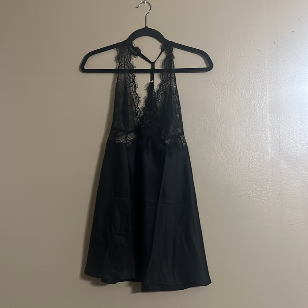 Adore Me Black Lace-Trim Chemise